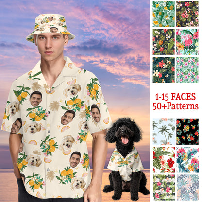 Petthouse | Custom Dog Cat Face Hawaiian Shirt, Holiday Tropical Summer Pattern, Bachelor Party