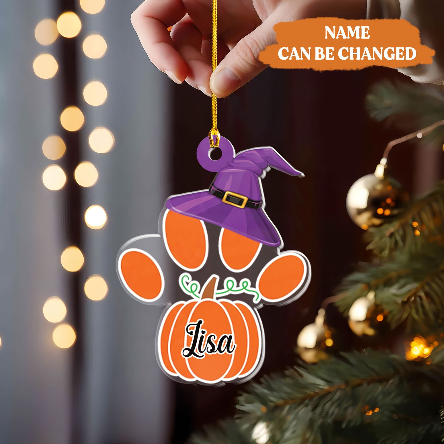 Petthouse | Dog Paw Ornament, Dog Halloween Hat Ornament, Christmas Ornament Decor, Pet Lovers Gift