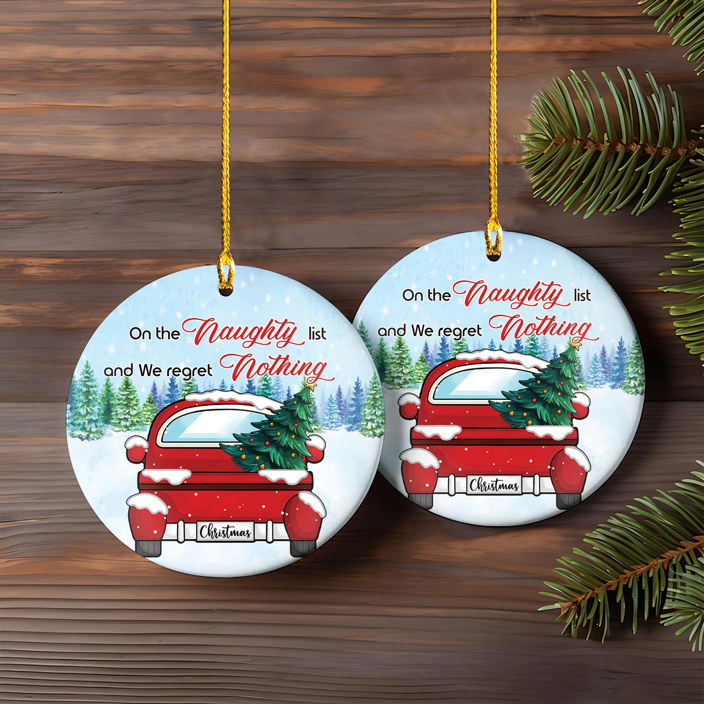 Petthouse | Personalized On The Naughty List & I Regret Nothing Ceramic Ornament, Dog Lovers Christmas Gift