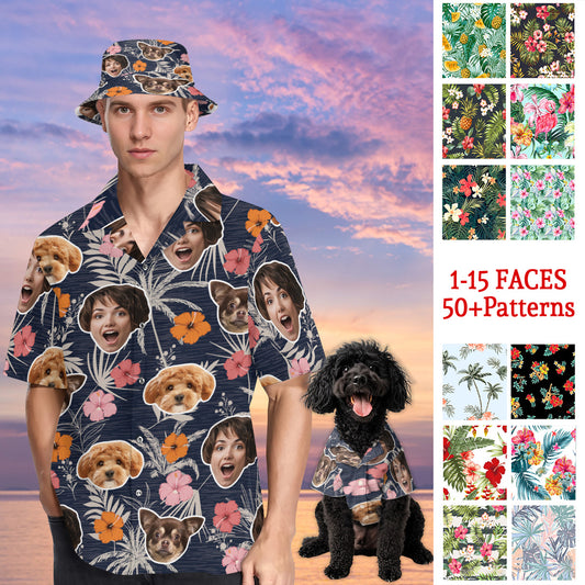 Petthouse | Custom Hawaiian Shirt With Faces, Tropical Hawaiian Shirt Photo Button Down Shirt