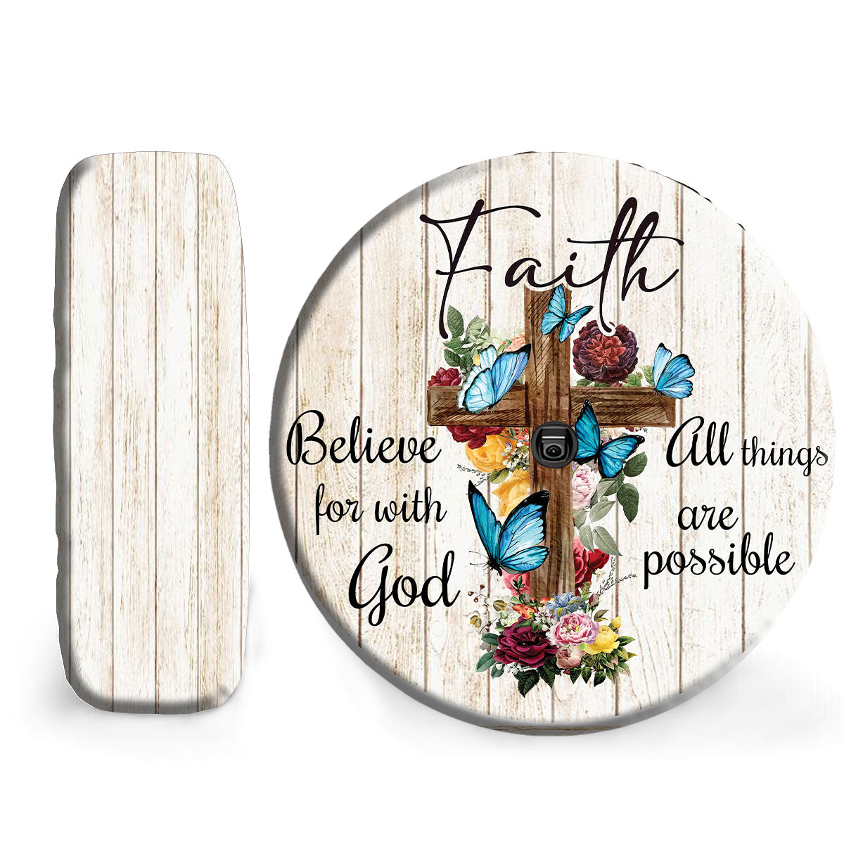 Petthouse | Jesus Cross Faith Tire Wheel Protector Butterflies Jesus Christian Spare Tire Cover