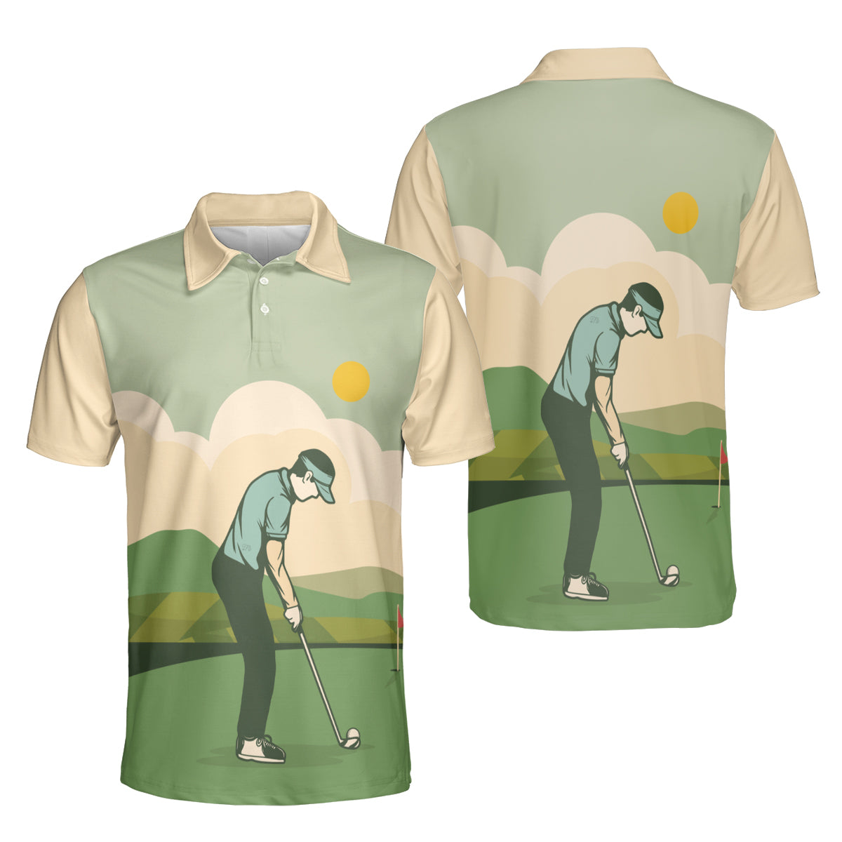 Petthouse | Customized Vintage Golfer Man In Field Polo Shirt Summer Sports Golfing Lover Men Polo Dad Gift