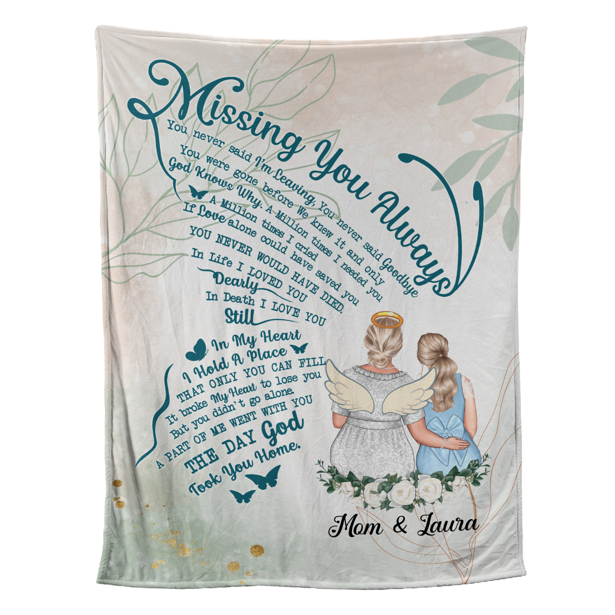 Petthouse | Customized Missing You Always Bedroom Cuddling, Grandmother In The Heaven Cozy Blanket, Loss Of Beloved