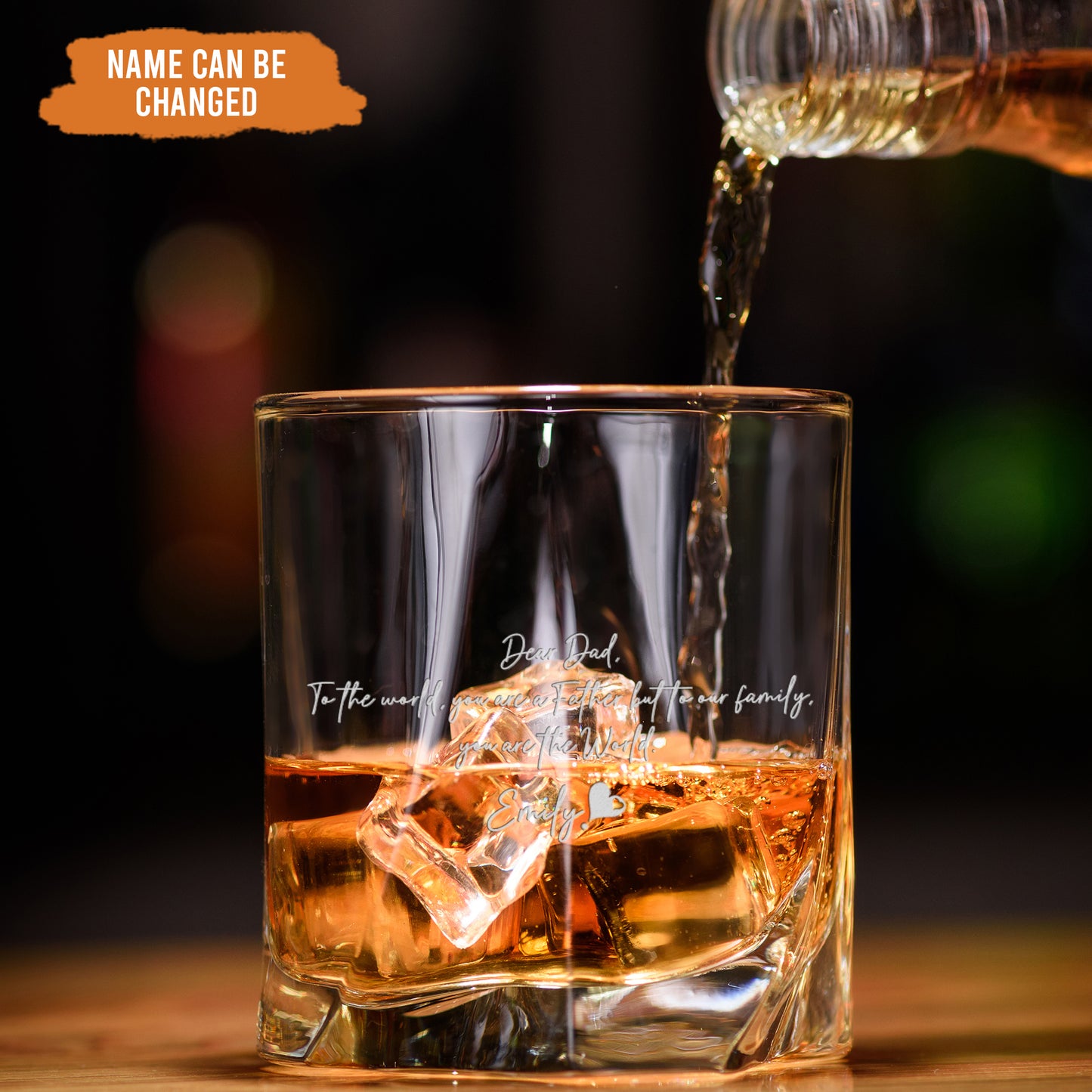 Petthouse | Custom Dear Dad Whiskey Glass, Engrave Message On Bottom Rock Glass, Gifts For Dad