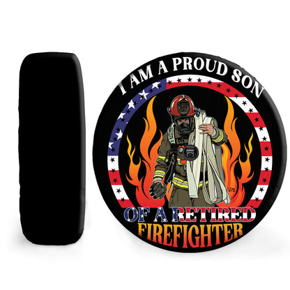 Petthouse | Usa Patriotic Retired Firefighter's Son Spare Tire Cover American Firemen Hero Spare Wheel Cover Son Gift