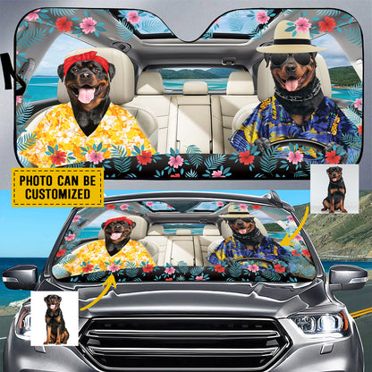 Petthouse | Rottweiler Hawaii Summer Sunshade For Car Customized Windshield Sunshade For Dog Mom Dog Dad