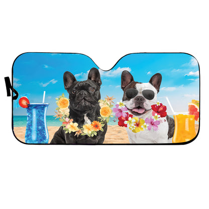 Petthouse | Dog Sunshade Custom Photo Personalized French Bulldog Summer Vibes Car Sun Shade Windshield