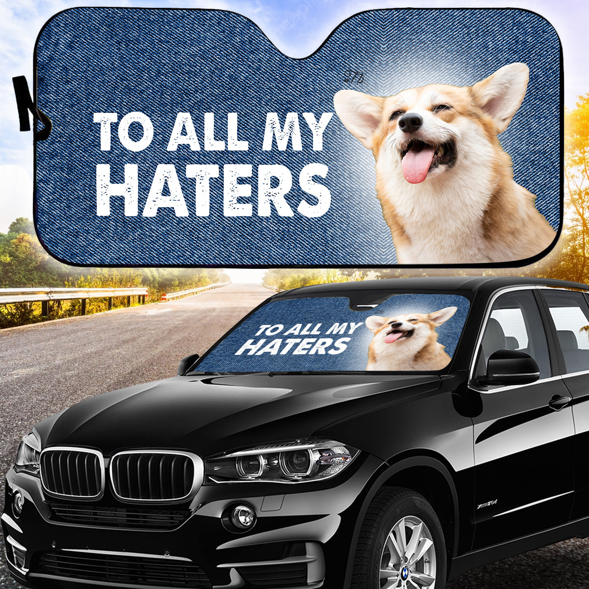 Petthouse | Dog Sun Shade For Car Window Corgi To All My Haters Car Sun Shade Windshield Windshield Cover