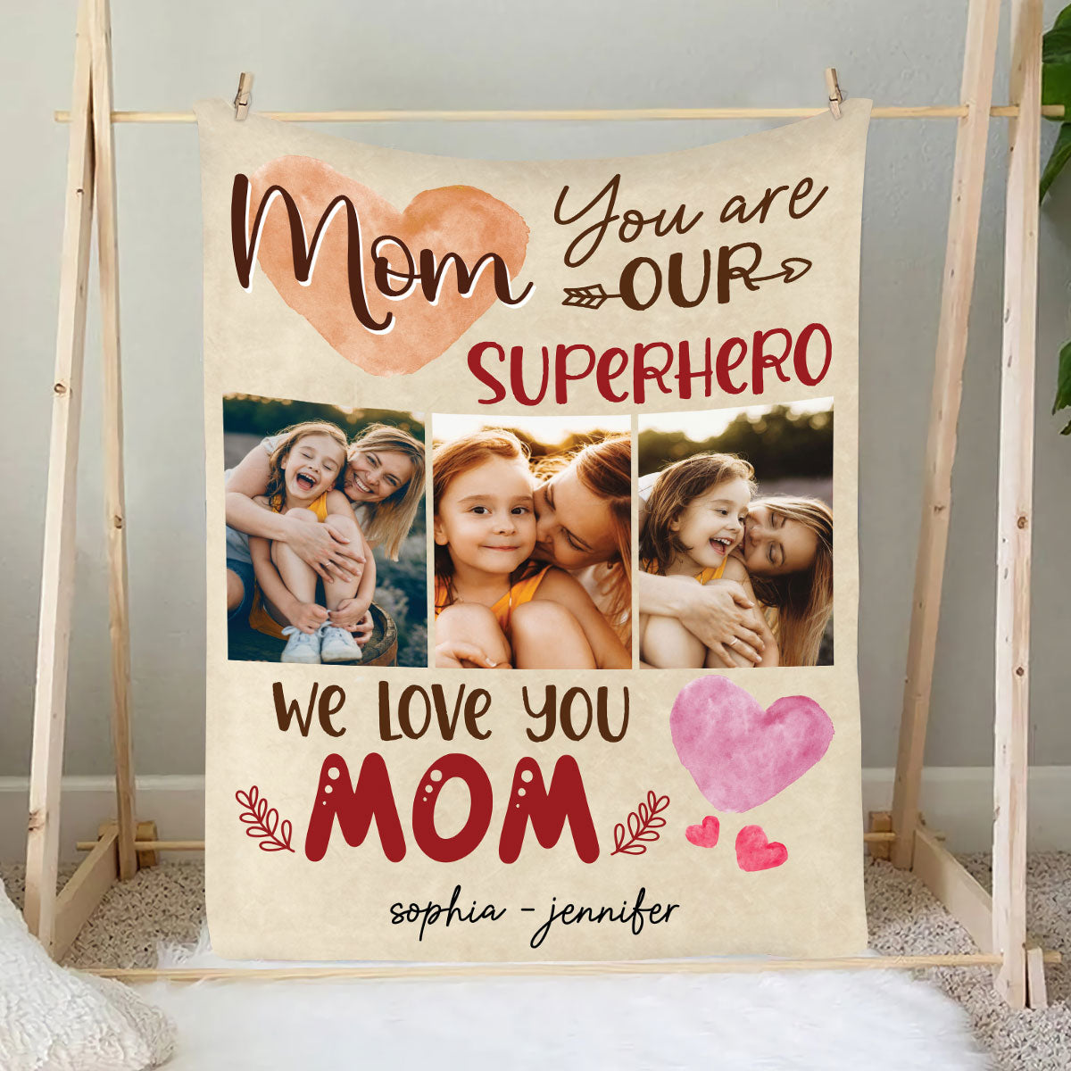 Petthouse | Customized Mom You Are Our Superhero Fleece Blanket, To My Mother Cozy Blanket, Mother & Daughter