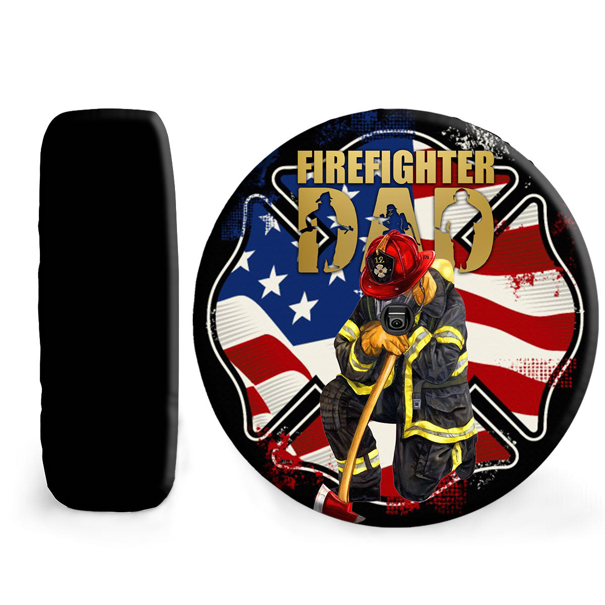 Petthouse | Firefighter Dad Spare Tire Cover American Pride Camper Tire Cover Gift For Fathers Day