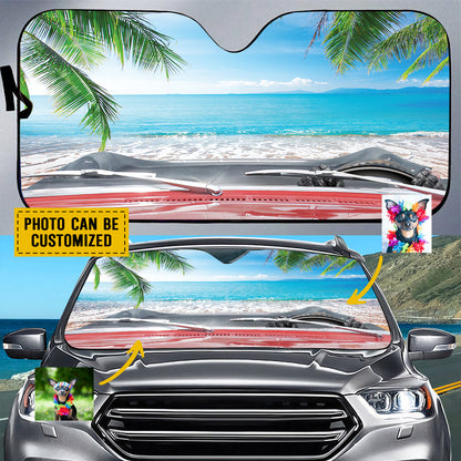 Petthouse | Chihuahua Beach Windshield Sun Shade Customized Foldable Car Sunshade Gift For Dog Lover