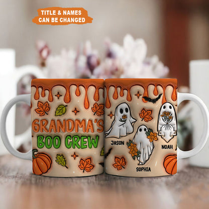 Petthouse | Personalized Gift For Grandma's Boo Crew 3d Inflated Mug, Ghost Boo Crew Halloween Family Mug