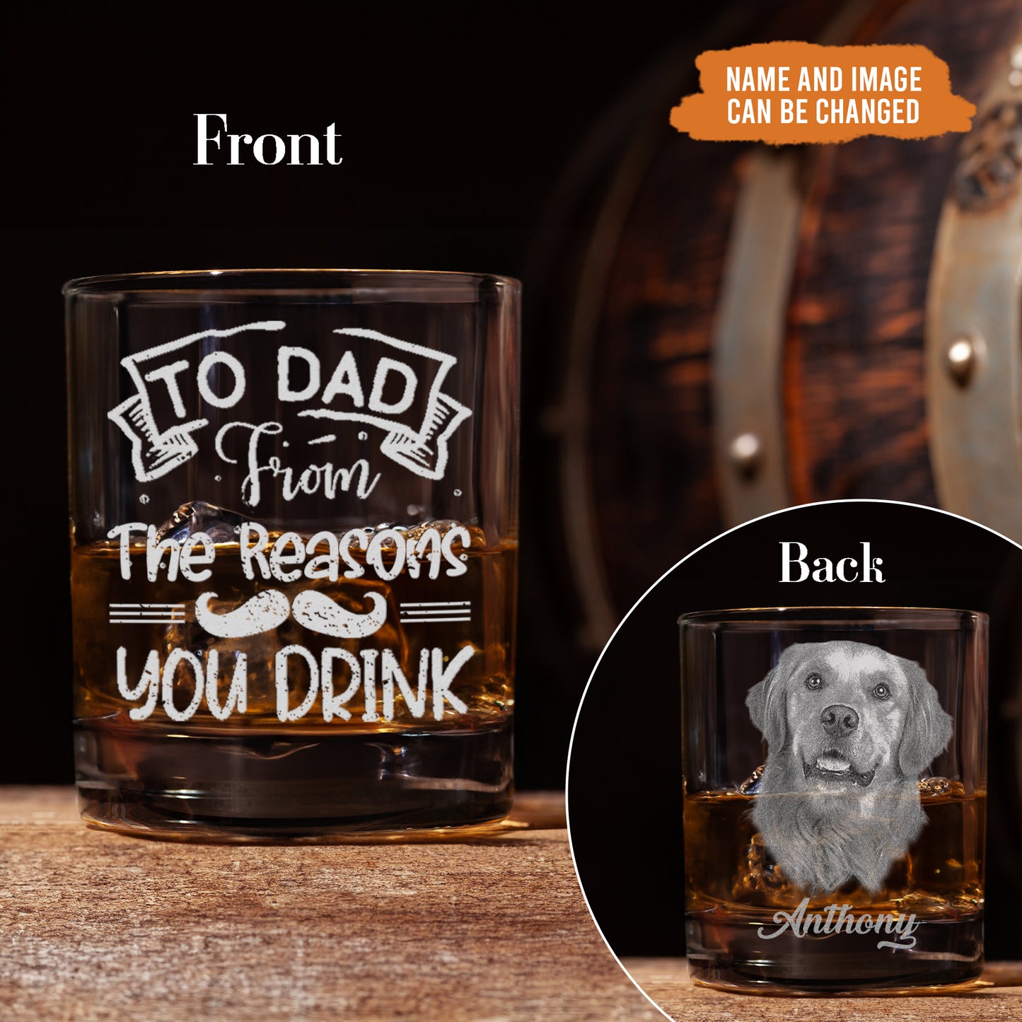 Petthouse | Personalized To Dad From The Reasons You Drink Dog Dad Whiskey Glass, Present For Dad