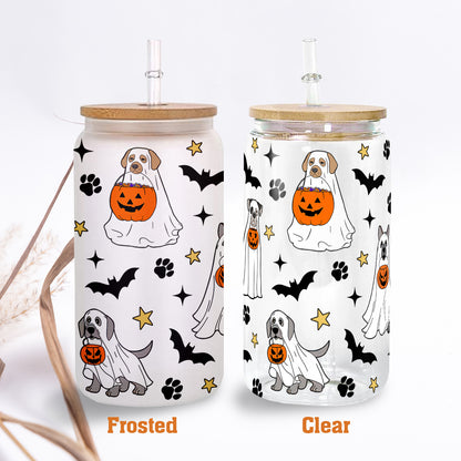 Petthouse | Ghost Dog Halloween Glass Cup, Halloween Dog Ghost Boo Spooky Vibes Cup, Halloween Gift