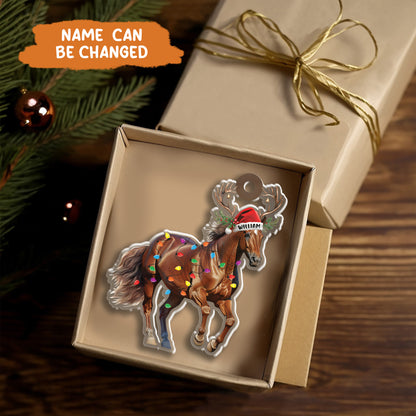 Petthouse | Personalized Horse Christmas Light Ornaments, Horse Running Christmas Ornament, Cowboy Xmas