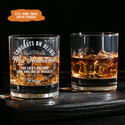 Petthouse | Custom Congrats On Being My Husband Whiskey Glass, Anniversary Gift For Husband Wife