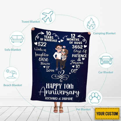 Petthouse | Personalized Happy Anniversary Fleece Blanket, Marriage Couple Throw Blanket, Best Valentines Day Cuddling