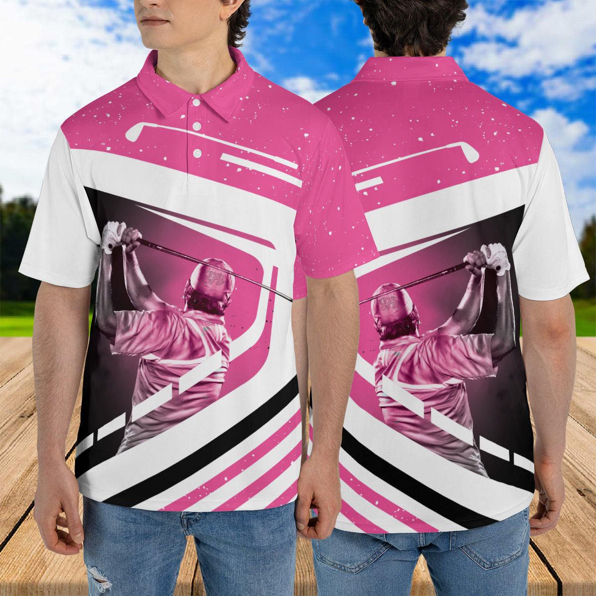 Petthouse | Pink Golf Polo Shirt Golf Man Sport Polo Golfer Polo Shirts Gift For Golf Players Athletes Gifts