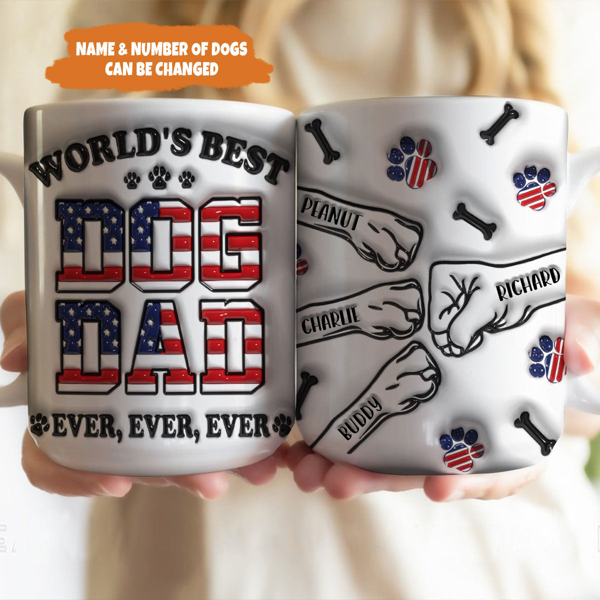 Petthouse | Custom World's Best Dog Dad Ever 3d Inflated Effect Printed Mug, Gift For Pet Owners