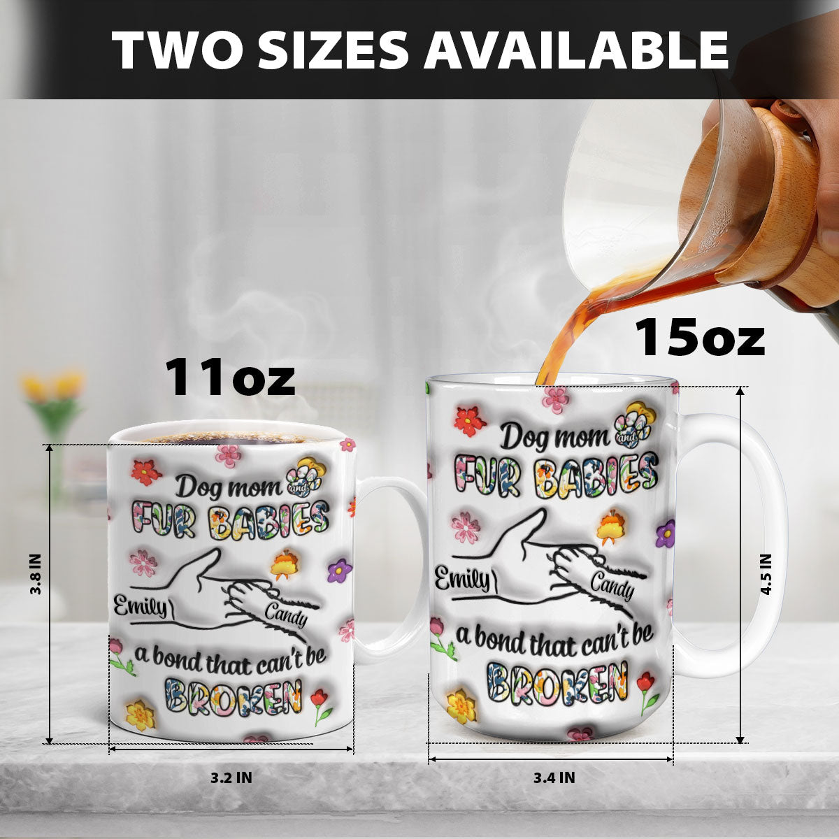 Petthouse | Custom Dog Mom Fur Babies A Bond That Can't Be Mug, Dog 3d Inflated Effect Printed Mug