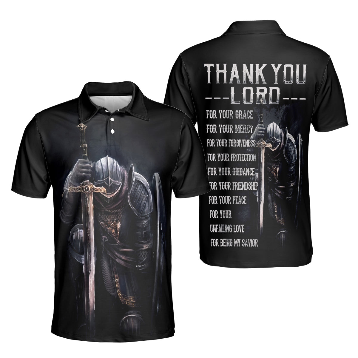 Petthouse | Knight Templar Warrior Christian Polo Shirt Thank You Lord Sport Shirt God Lovers Gift Dad Gift