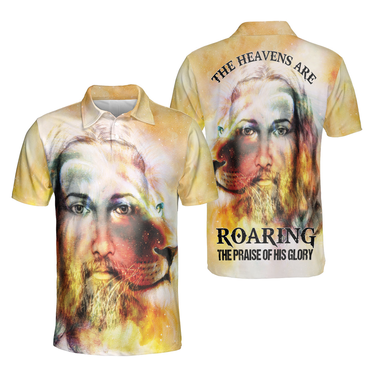 Petthouse | Jesus Christian Lion Of Judah Polo Shirt The Heavens Are Roaring Sport Shirt God Lovers Gift