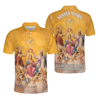 Petthouse | Coronation Of The Virgin Mama Mary Polo Shirt Jesus Christian Family Heaven Sport Shirt Mom Gift