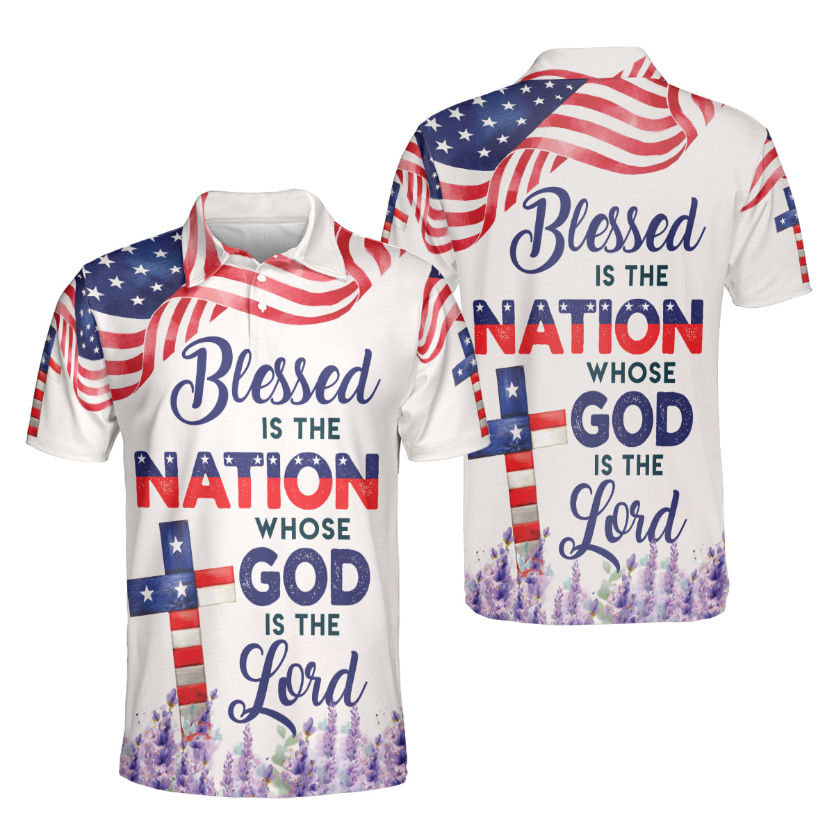 Petthouse | God Christian American Flag Polo Shirt Happy Independence Day 4th Of July Sport Shirt Patriot Gift