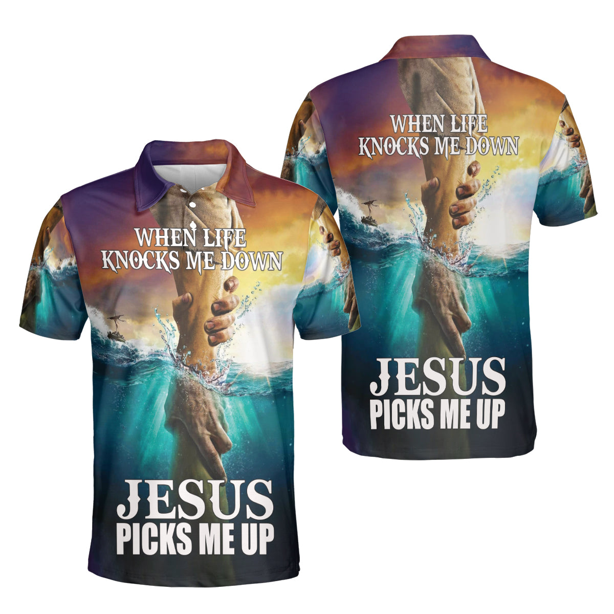 Petthouse | Jesus God Christian Polo Shirt Jesus Picks Me Up Sport Shirts Scripture Quote Bible Verse