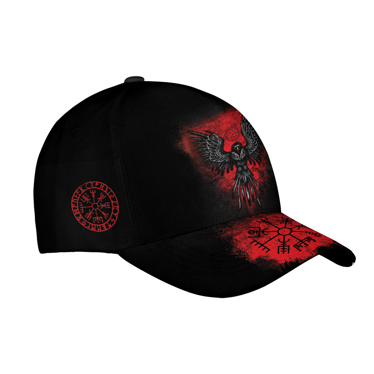 Petthouse | Viking Raven Baseball Cap Scandinavia Circle Baseball Cap Bloody Pattern Cap Viking Style Lover Gift