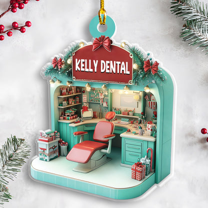 Petthouse | Personalized Dental Hygiene Room Christmas 2d Acrylic Ornament, Gift For Dentist Christmas