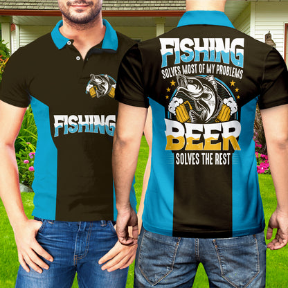 Petthouse | Fishing Beer Polo Shirt, Fishing Sloves Most Of My Problems Dad Grandpa Fisher Gift