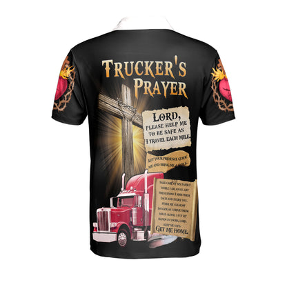 Petthouse | Trucker's Prayer Christian Cross Polo Shirt Truck Driver Sport Shirts Truckers Gift Religious Gift