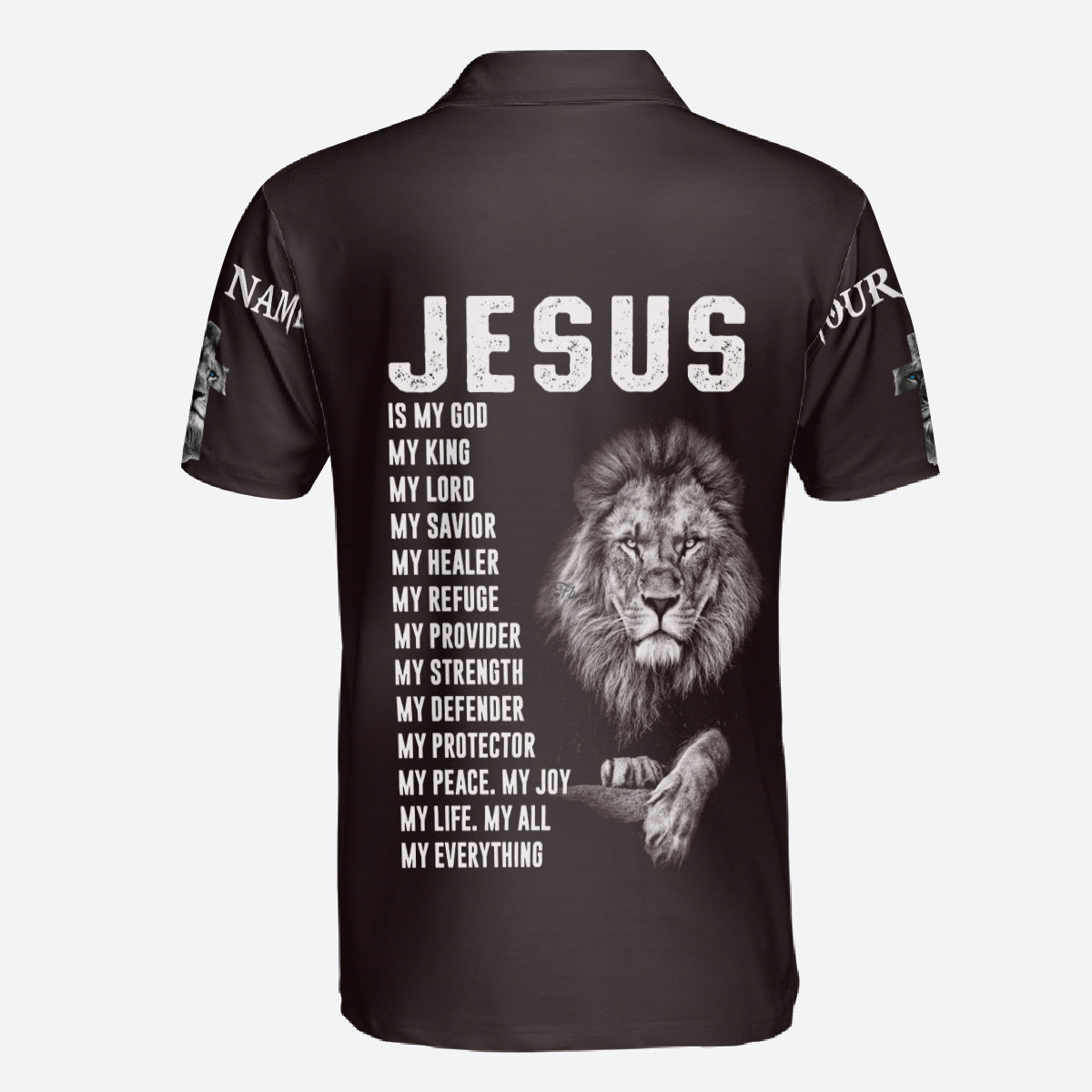 Petthouse | Lion Jesus Polo Shirt Custom Name Polo Shirt Jesus Is My God My King Jesus Believer Christian Gift