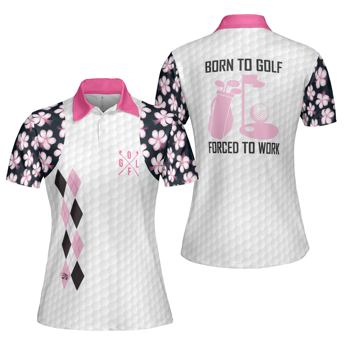 Petthouse | Hibicus Floral Pink Polo Women Shirt, Golfer Women Polo Shirt, Golf Player Fans Christmas Gift