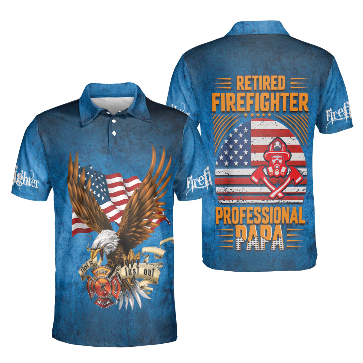 Petthouse | Retired Firefighter Professional Papa Polo Shirt Fireman Dad Sport Shirt Father's Day Gift