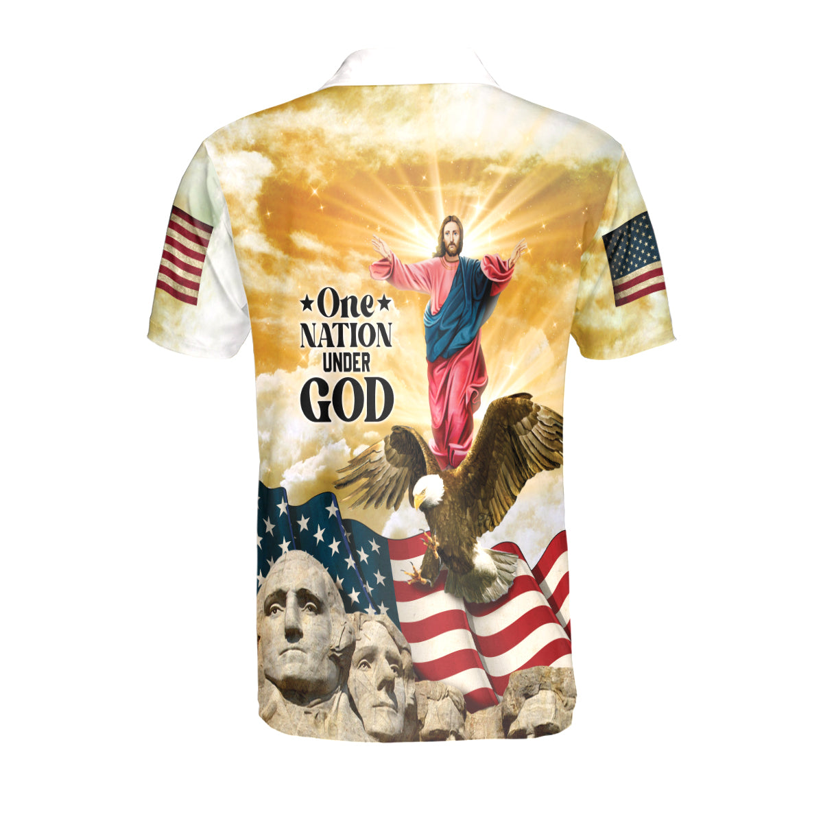 Petthouse | Jesus Christian American Pride Polo Shirt One Nation Under God Sport Shirt 4th Of July Gift