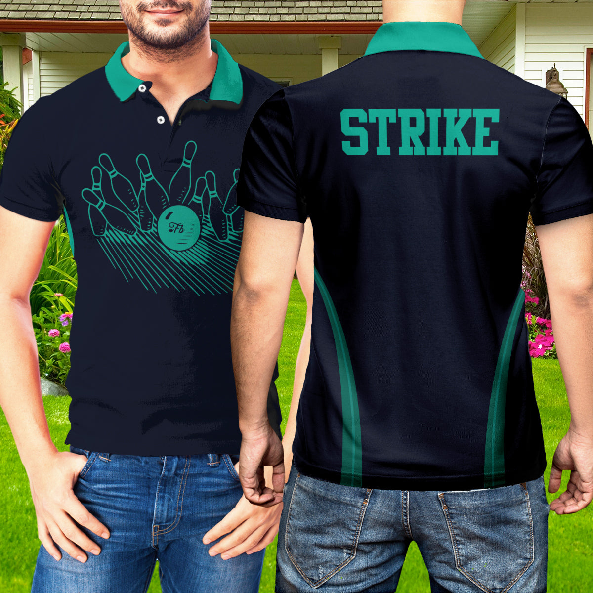 Petthouse | Bowling Green Black Polo Shirt, Strike Bowling Player Christmas Gift