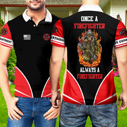 Petthouse | Firefighter Skull Polo Shirt Once A Firefighter Always A Firefighter Unisex Polo Shirt