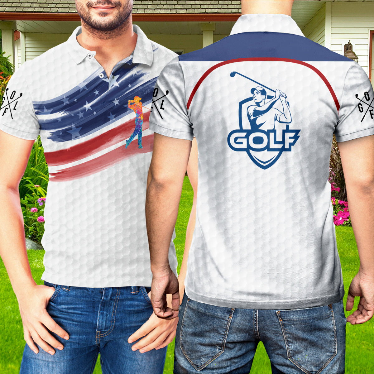 Petthouse | Colorful Golfer Polo Shirt, Golf Usa Flag Polo Shirt, Golf Logo Polo Shirt, Golfer Gift