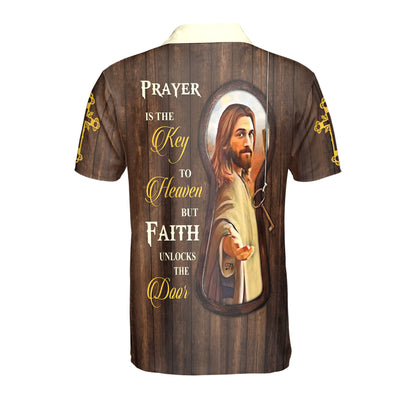 Petthouse | Jesus Christian Prayer Key Heaven Polo Shirt God Christian Sport Shirt Religious Gift Birthday Gift