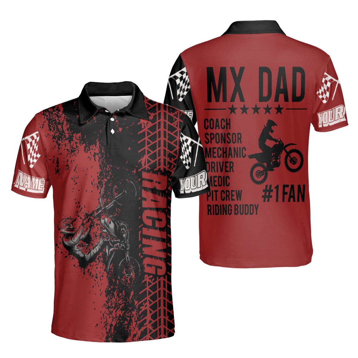 Petthouse | Customized Name Motorcycle Racing Polo Shirt Racing Dad Sport Shirt Happy Father's Day Daddy Gift