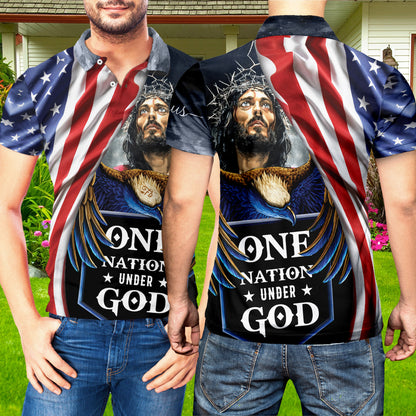 Petthouse | Jesus Christ Polo Shirt Jesus Eagle American One Nation Under God Unisex Polo Shirt