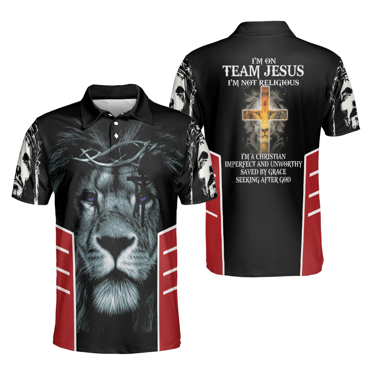 Petthouse | Jesus Lion Christian Polo Jesus Believer Christmas Gift Family, Jesus Unisex Polo Shirt