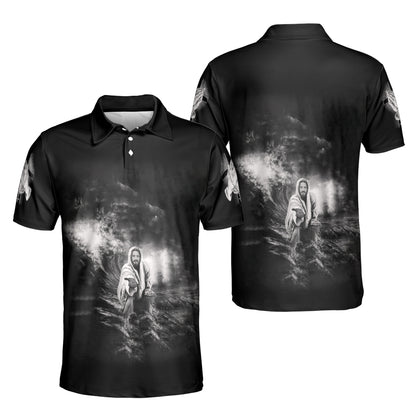 Petthouse | Jesus Ocean Storm Polo Short Jesus Focus On Me Not The Storm Polo Shirt Unisex Jesus Christian