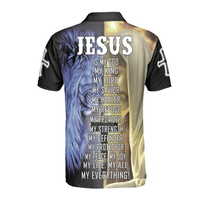 Petthouse | Jesus Lion Polo Shirt Jesus Is My God My King Sport Shirt Lion Of Judah God Lovers Gift