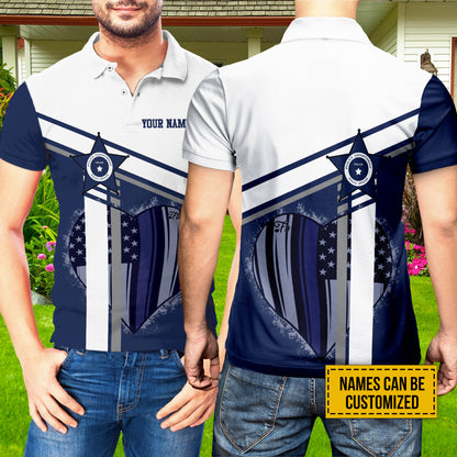 Petthouse | Customized Polo Shirt American Flag Thin Blue Line Police Lives Matter Police Dept