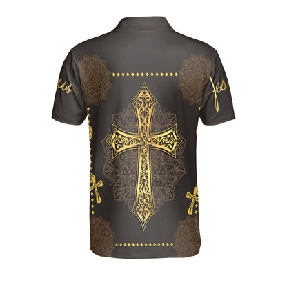 Petthouse | Jesus Christian Mandala Polo Shirt Christian Cross Sport Shirt Religious Gift Jesus Lovers Gift