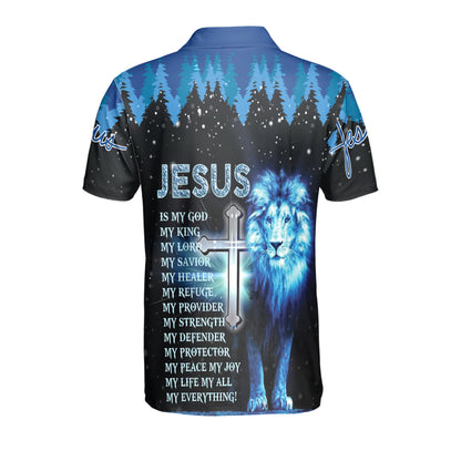 Petthouse | Jesus And Lion Polo Shirt Jesus Christian My God My King Sport Shirt Lion Of Judah Religious Gift