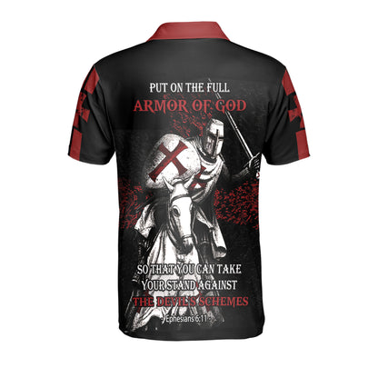 Petthouse | Christian Knight Templar Warrior Polo Shirt Armor Of God The Devil's Schemes Sport Shirt Dad Gift